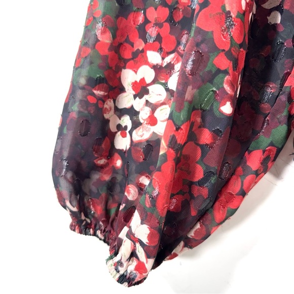 Zac & Rachel Sheer Dark Floral Chiffon Blouse - Picture 6 of 9